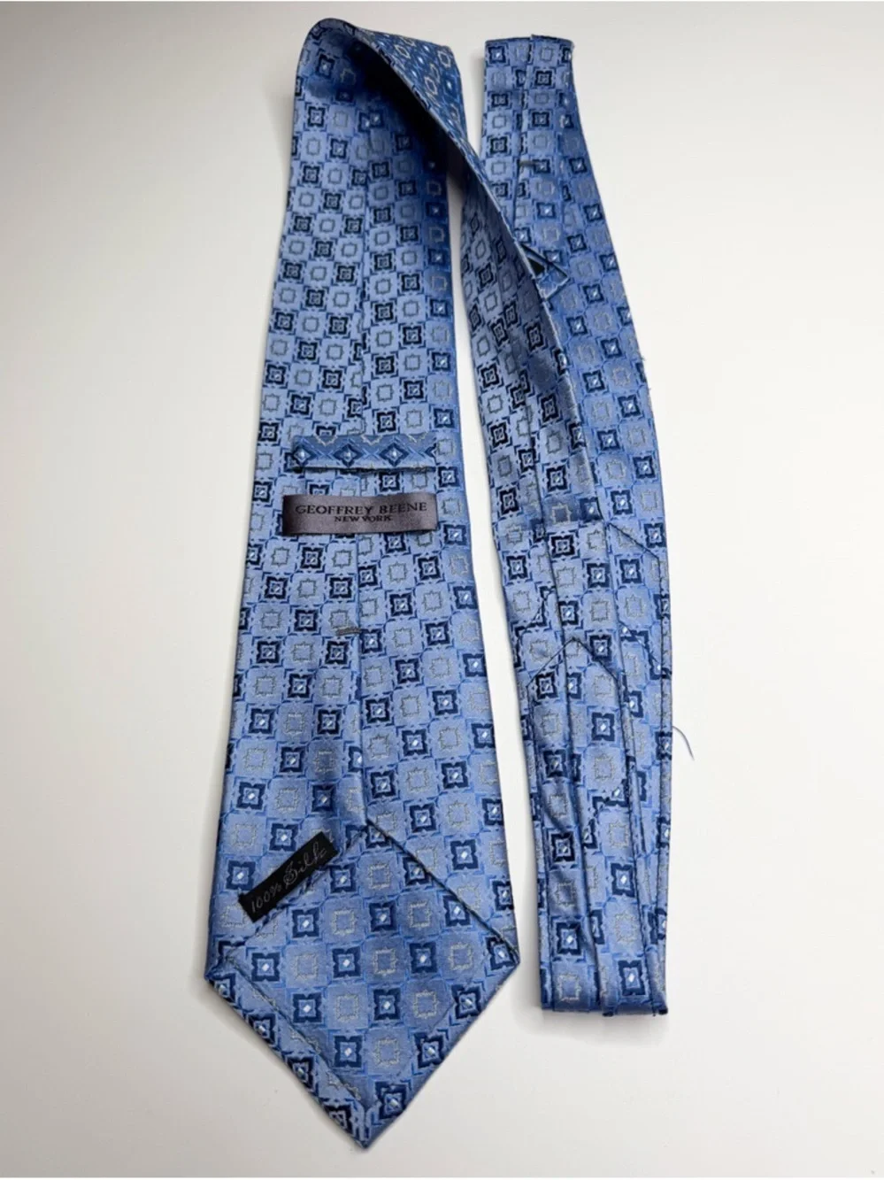Bundle of 5 Silk Ties Geoffrey Beene Roundtree Blue Patterned Designer Lot